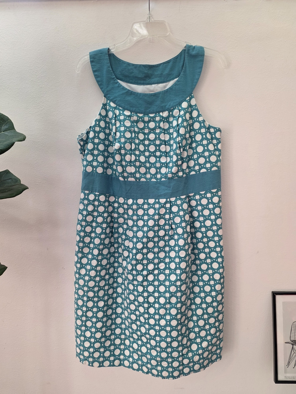 Merona 60's Style Halter Dress Teal and White Sleeveless